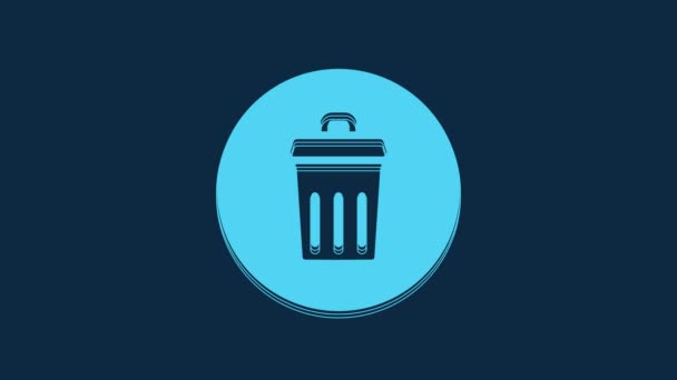 Blue Trash Can Icon Isolated Blue Background Garbage Bin Sign — Stock video