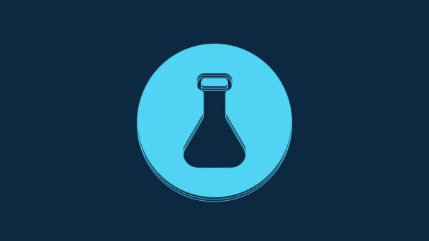 Blue Test Tube Flask Chemical Laboratory Test Icon Isolated Blue — Vídeo de Stock