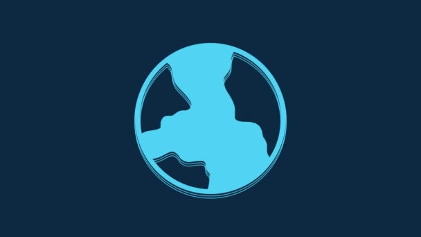 Icoana Blue Worldwide Izolată Fundal Albastru Pin Glob Animație Grafică — Videoclip de stoc