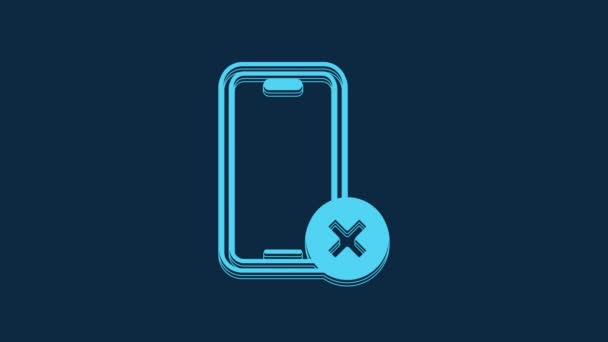 Синий Значок Мобильного Телефона Изолирован Синем Фоне Никаких Разговоров Позывных — стоковое видео