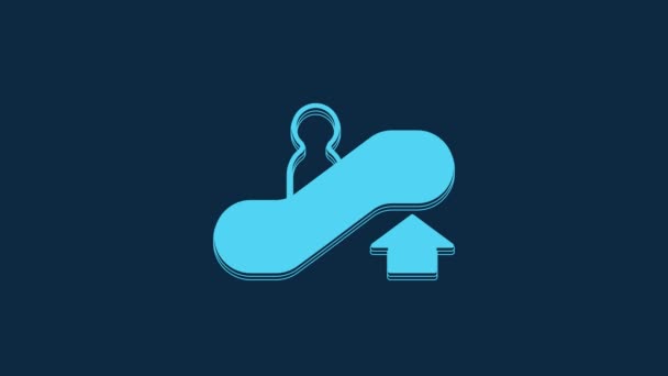 Ícone Escada Rolante Azul Até Isolado Fundo Azul Animação Gráfica — Vídeo de Stock