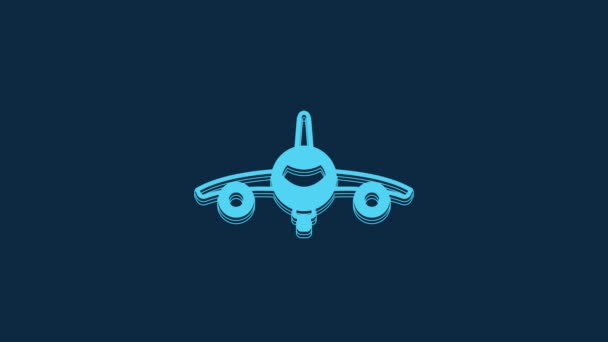 Blue Plane Icon Isolated Blue Background Flying Airplane Icon Airliner — Vídeo de Stock