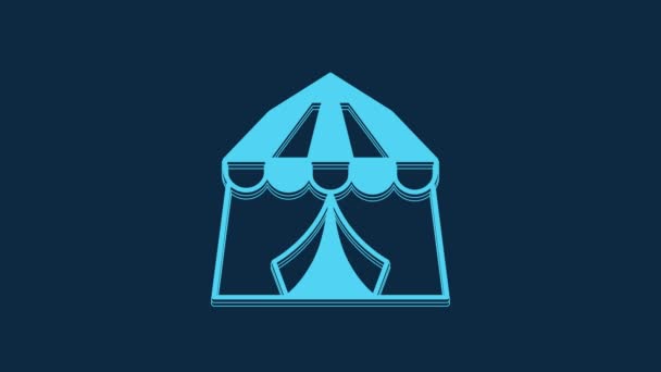 Blue Circus Tent Icon Isolated Blue Background Carnival Camping Tent — Vídeo de Stock