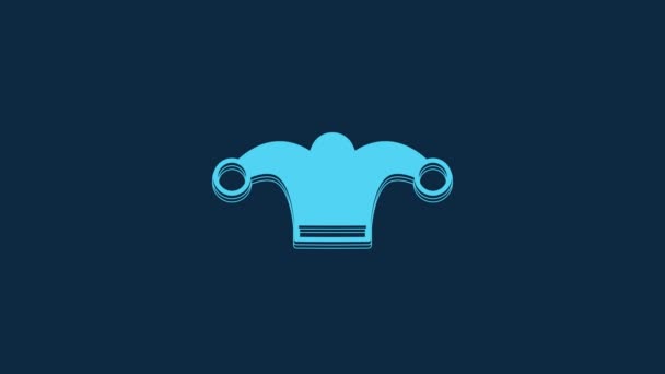 Blue Jester Hat Bells Isolated Blue Background Clown Icon Amusement — Stock video