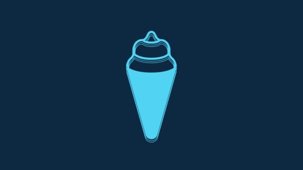 Blue Ice Cream Waffle Cone Icon Isolated Blue Background Sweet — Stockvideo