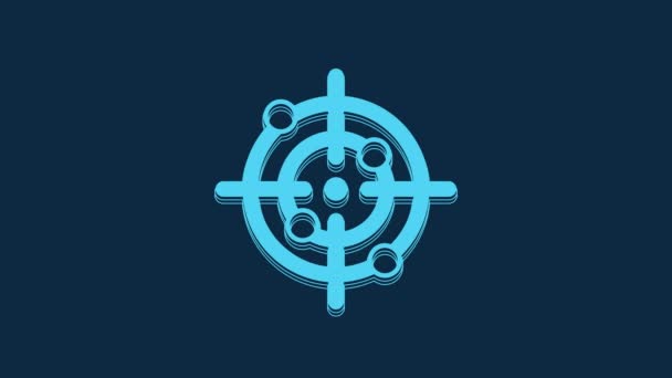 Blue Target Sport Icon Isolated Blue Background Clean Target Numbers — Vídeo de stock