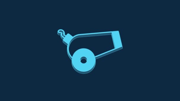 Blue Cannon Icon Isolated Blue Background Video Motion Graphic Animation — Vídeo de stock