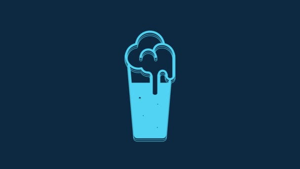 Blue Glass Beer Icon Isolated Blue Background Video Motion Graphic — Vídeos de Stock