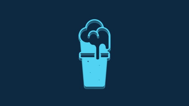 Blue Glass Beer Icon Isolated Blue Background Video Motion Graphic — 비디오
