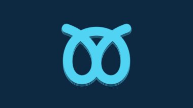 Blue Pretzel icon isolated on blue background. German comfort food pastry. Oktoberfest festival. 4K Video motion graphic animation.