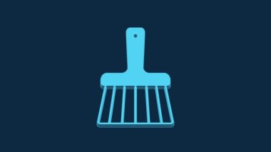 Blue Handle broom icon isolated on blue background. Cleaning service concept. 4K Video motion graphic animation.