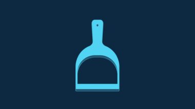 Blue Dustpan icon isolated on blue background. Cleaning scoop services. 4K Video motion graphic animation.