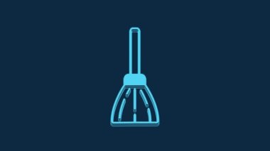 Blue Handle broom icon isolated on blue background. Cleaning service concept. 4K Video motion graphic animation.