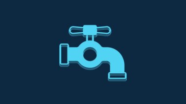 Blue Water tap icon isolated on blue background. 4K Video motion graphic animation.