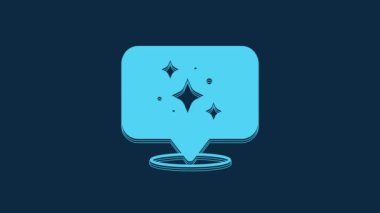 Blue Home cleaning service concept icon isolated on blue background. Building and house. 4K Video motion graphic animation.
