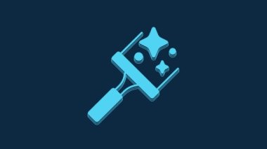 Blue Cleaning service with of rubber cleaner for windows icon isolated on blue background. Squeegee, scraper, wiper. 4K Video motion graphic animation.