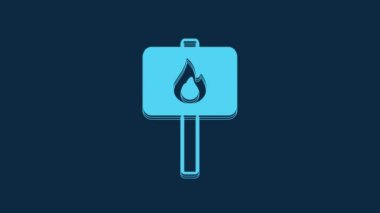 Mavi Protesto simgesi mavi arkaplanda izole edildi. Toplantı, protestocu, grev, konuşma, pankart, protesto pankartı. 4K Video hareketli grafik canlandırması.