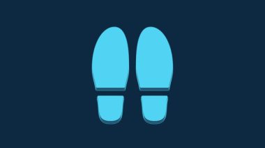Blue Footsteps icon isolated on blue background. Detective is investigating. To follow in the footsteps. 4K Video motion graphic animation.