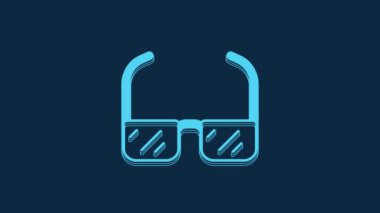 Blue Safety goggle glasses icon isolated on blue background. 4K Video motion graphic animation.
