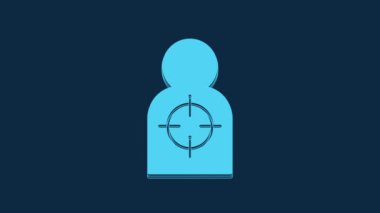 Blue Human target sport for shooting icon isolated on blue background. Clean target with numbers for shooting range or shooting. 4K Video motion graphic animation.