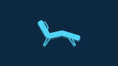 Blue Armchair icon isolated on blue background. 4K Video motion graphic animation.