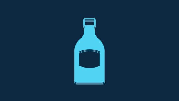 Blue Beer Bottle Icon Isolated Blue Background Video Motion Graphic — Stok video