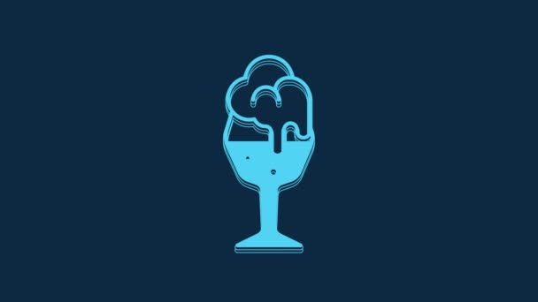 Blue Glass Beer Icon Isolated Blue Background Video Motion Graphic — Stockvideo