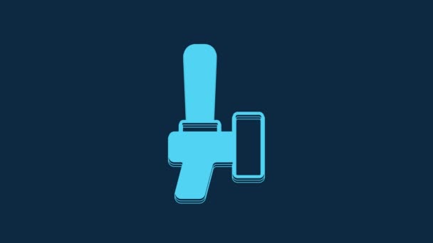 Blue Beer Tap Icon Isolated Blue Background Video Motion Graphic — Stock video