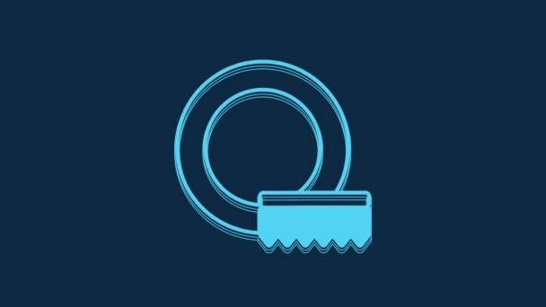 Blue Washing Dishes Icon Isolated Blue Background Cleaning Dishes Icon — Wideo stockowe