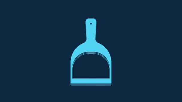 Blue Dustpan Icon Isolated Blue Background Cleaning Scoop Services Video — Vídeo de Stock