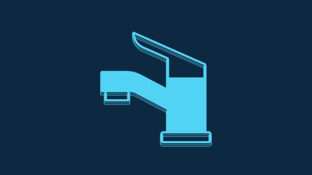 Blue Water Tap Icon Isolated Blue Background Video Motion Graphic — Video