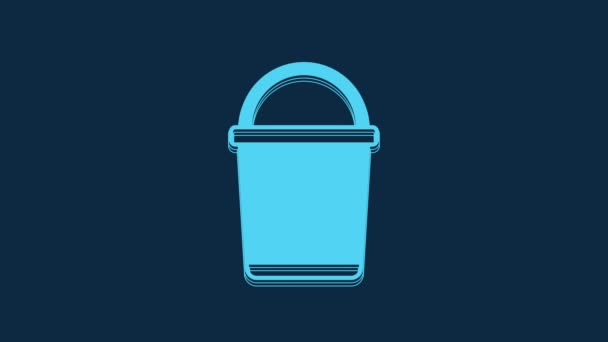 Blue Bucket Icon Isolated Blue Background Video Motion Graphic Animation — Stock Video