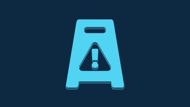 Blue Wet Floor Cleaning Progress Icon Isolated Blue Background Cleaning — Stockvideo