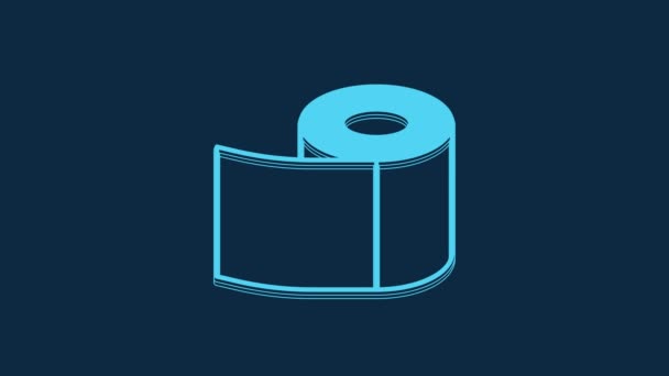 蓝色厕所纸卷图标孤立在蓝色背景 4K视频运动图形动画 — 图库视频影像