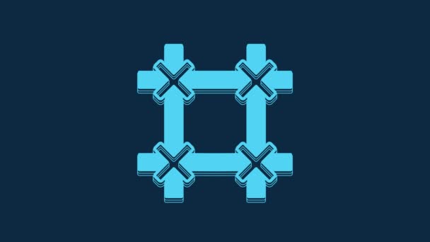 Blue Prison Window Icon Isolated Blue Background Video Motion Graphic — 图库视频影像