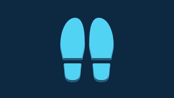 Blue Footsteps Icon Isolated Blue Background Detective Investigating Follow Footsteps — Vídeos de Stock
