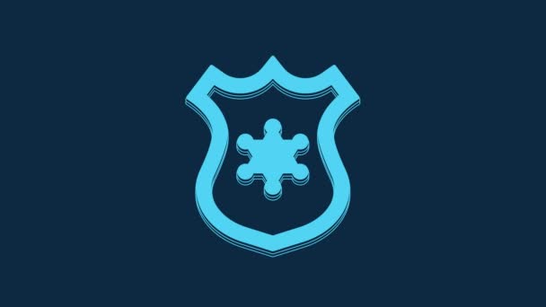 Blue Police Badge Icon Isolated Blue Background Sheriff Badge Sign — Vídeo de Stock