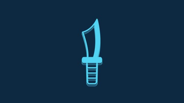 Blue Military Knife Icon Isolated Blue Background Video Motion Graphic — Αρχείο Βίντεο
