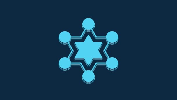 Blue Hexagram Sheriff Icon Isolated Blue Background Police Badge Icon — 비디오