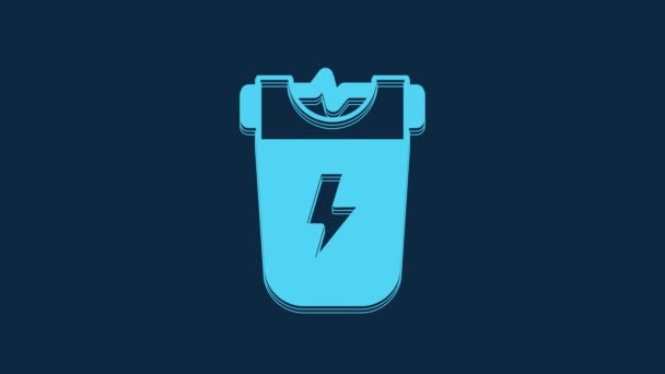 Blue Police Electric Shocker Icon Isolated Blue Background Shocker Protection — Vídeo de Stock