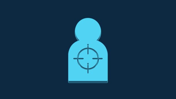 Blue Human Target Sport Shooting Icon Isolated Blue Background Clean — Stock video