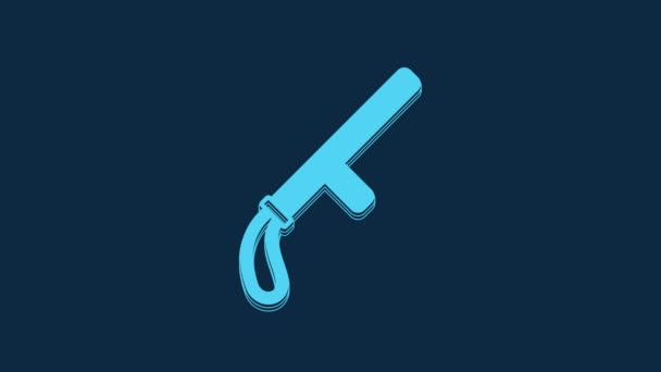 Blue Police Rubber Baton Icon Isolated Blue Background Rubber Truncheon — Stockvideo