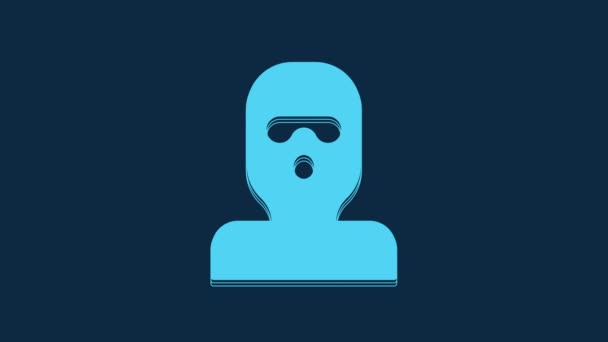 Blue Thief Mask Icon Isolated Blue Background Bandit Mask Criminal — Stok video