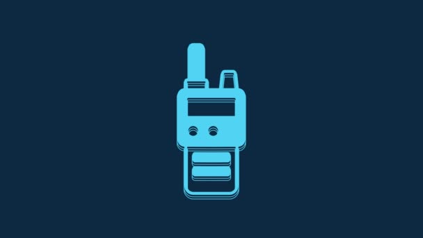 Blue Walkie Talkie Icon Isolated Blue Background Portable Radio Transmitter — Stock video
