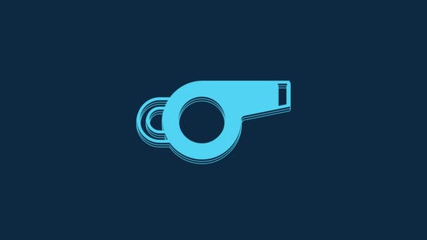 Blue Whistle Icon Isolated Blue Background Referee Symbol Fitness Sport — Stockvideo