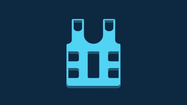 Blue Bulletproof Vest Protection Bullets Icon Isolated Blue Background Body — Stock videók