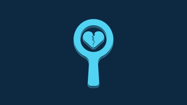 Blue Broken Heart Divorce Icon Isolated Blue Background Love Symbol — Αρχείο Βίντεο
