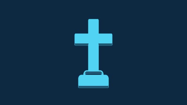 蓝人墓葬哀伤的象征被隔离在蓝色的背景下 死亡的情感 4K视频运动图形动画 — 图库视频影像