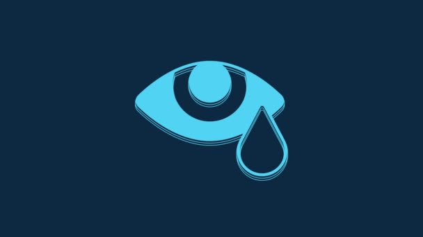 Blue Tear Menangis Ikon Mata Terisolasi Pada Latar Belakang Biru — Stok Video
