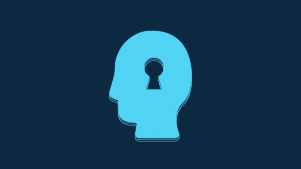 Blue Solution Problem Psychology Icon Isolated Blue Background Inglés Llave — Vídeo de stock